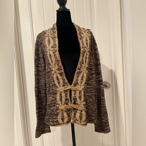 Vintage Knitline Women Button Sweater Merino Wool Long Sleeve Cardigan Jacket L